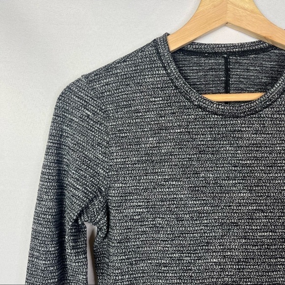 Lululemon Kitsilano Coco Pique Black White Fitted Long Sleeve 4 - Picture 6 of 6